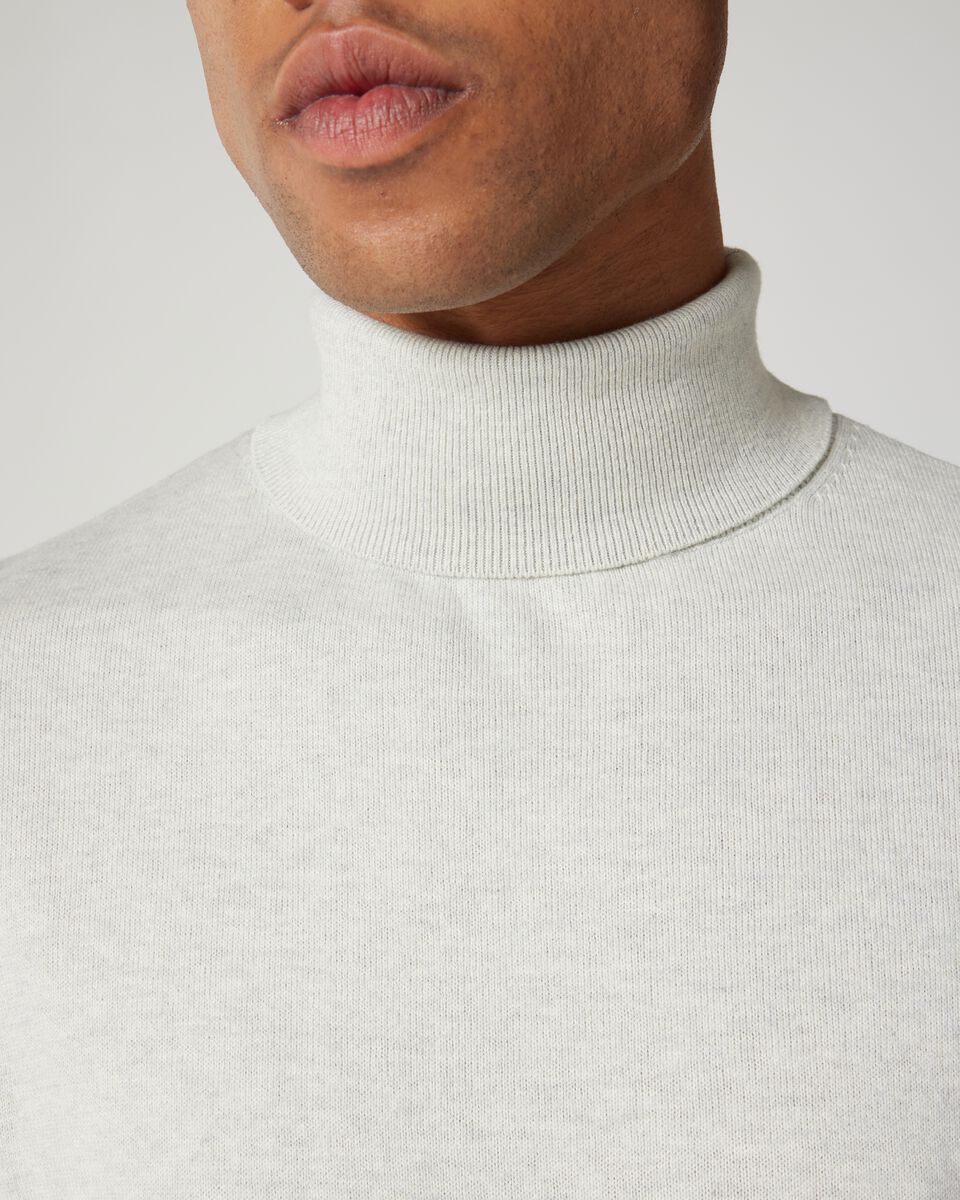Long Sleeve Cashmere And Organic Cotton Roll Neck Knit 